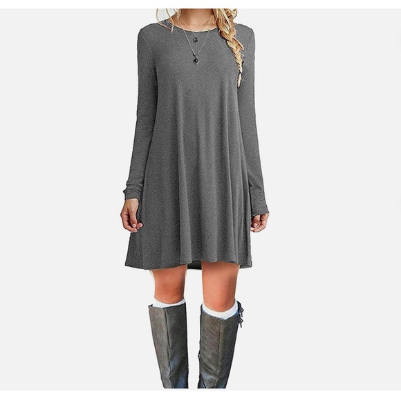 MOLERSNI Heather Grey Long Sleeve T-Shirt Dress Size Small - Picture 1 of 8